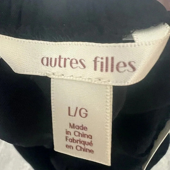 Autres Filles Women’s Pull On Wide Leg Cropped Pants Size Large Black Rope Belt - Picture 8 of 10